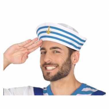 Wit/blauw matrozen verkleed petje volwassenen